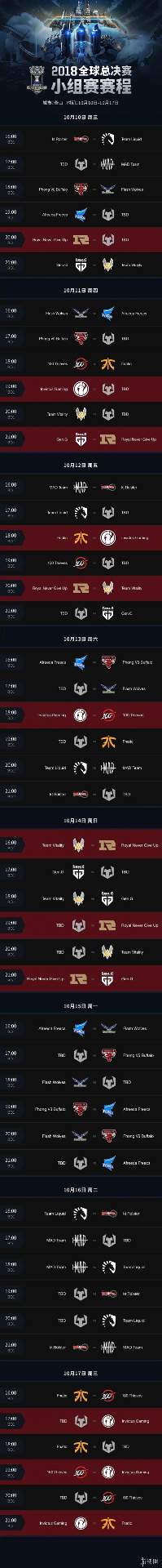 《LOL》S8小组赛赛程公布 八天不间断高强度比赛！(图2)