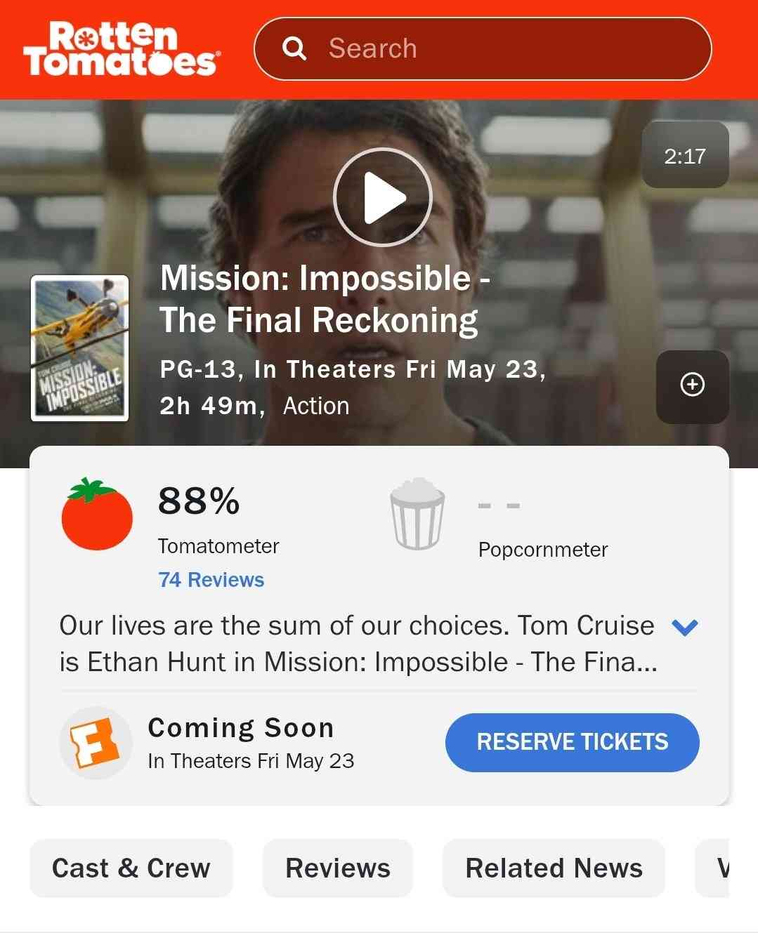 《碟中谍8》烂番茄新鲜度88% 系列排名第五(图2)