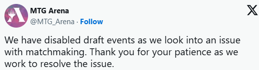 《万智牌:竞技场》因服务器问题暂时禁用轮抽模式(图3) 《万智牌:竞技场》因服务器问题暂时禁用轮抽模式(图3)