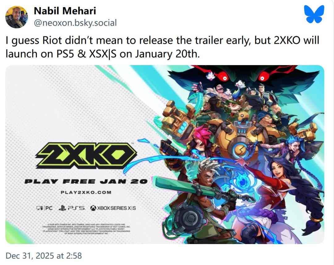 免费格斗游戏《2XKO》2026年1月20日离开抢先体验(图2)