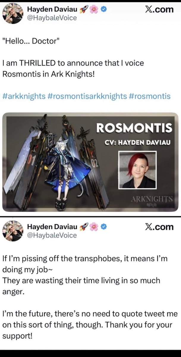 《明日方舟》英配女演员惹争议 称惹恼恐同者是其职责所在(图1)