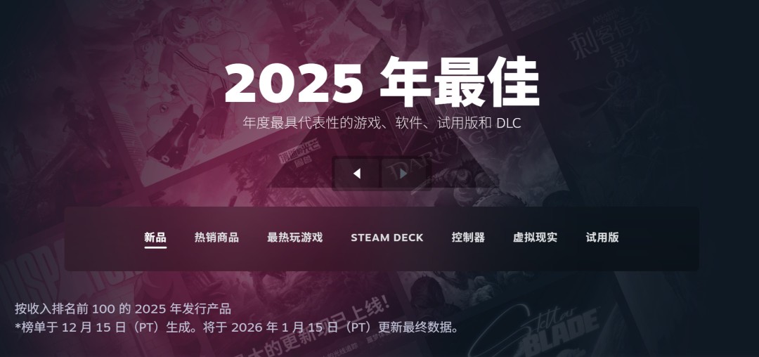 2025年Steam收入榜 《战地6》《无主之地4》上榜铂金级(图1)