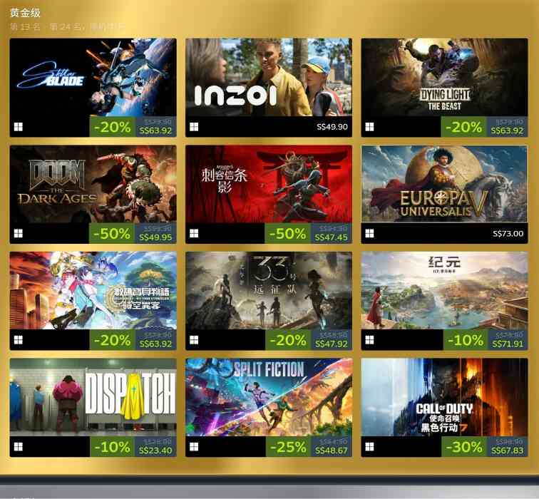 2025年Steam收入榜 《战地6》《无主之地4》上榜铂金级(图3)