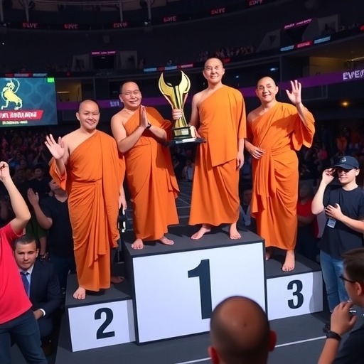 泰国4僧人参加电竞夺冠领奖引不解：不该穿长袍参赛(图2)