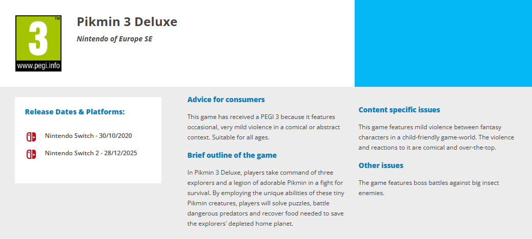 要来了！Switch 2版《皮克敏3 豪华版》通过欧洲评级(图2)