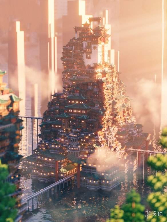 《我的世界》建筑大佬分享自制神作：中式赛博超惊艳!(图3)