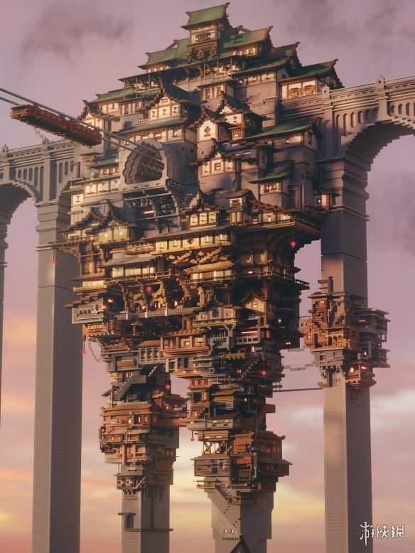 《我的世界》建筑大佬分享自制神作：中式赛博超惊艳!(图4)