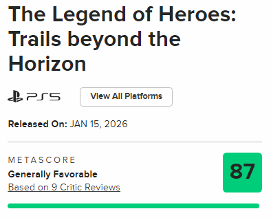 评分解禁！《界之轨迹》M站87分获多家外媒一致好评！(图2)