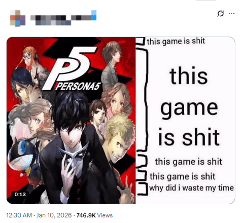 《女神异闻录5》被吐槽“烂透了”！网友质疑其在引战 - Tanyitan情报局