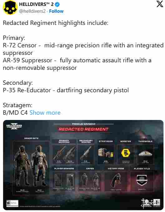 《绝地潜兵2》发布全新战备包！新增特种作战装备(图2)