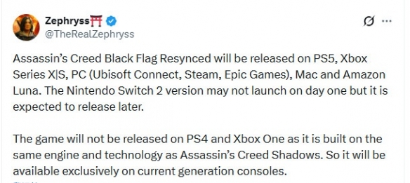 网传《AC黑旗 重制版》规划 旧主机平台恐被排除在外(图2)