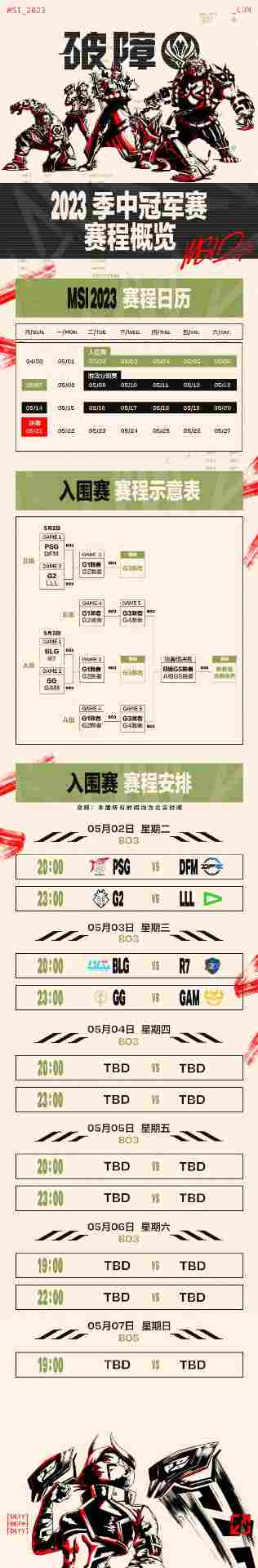 MSI入围赛赛程公布：首场PSG对阵DFM BLG在5月3日晚8点交手R7 - Tanyitan情报局