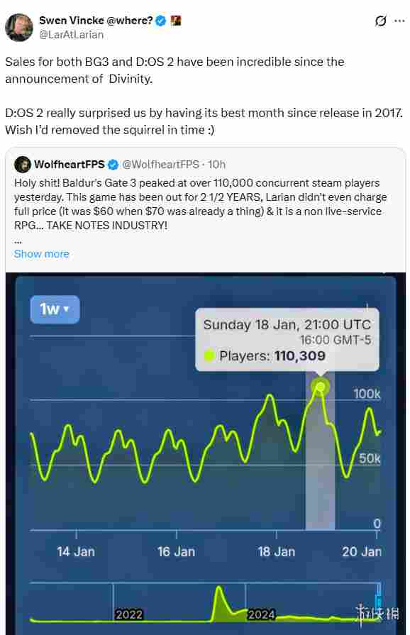 《博德之门3》CEO称：《神界》新作带动双游销量上涨 - Tanyitan情报局