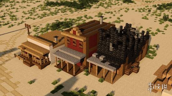 玩家在《我的世界》中还原了《大镖客2》中的犰狳镇!(图6) 玩家在《我的世界》中还原了《大镖客2》中的犰狳镇!(图6)