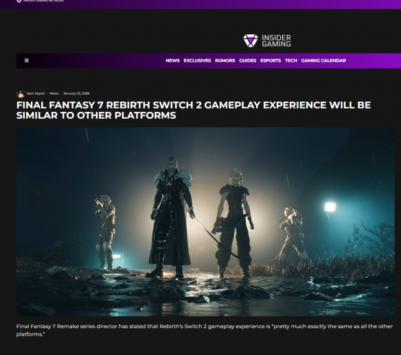 《FF7》重制登上Switch2，总监证实《FF7重生》也会上(图2)