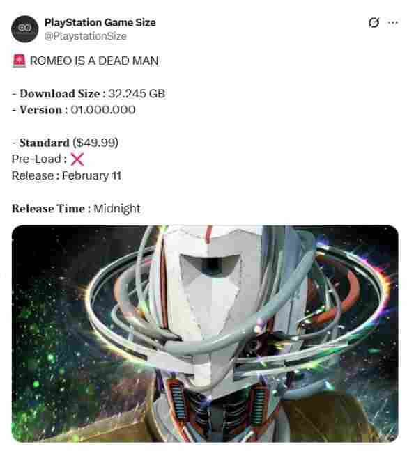 须田刚一《罗密欧是个绝命侠》PS5容量曝光：约32GB - Tanyitan情报局