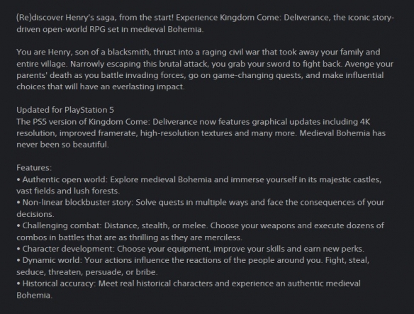 《天国:拯救》PS5强化版或将上线!支持4K高帧率(图2) 《天国:拯救》PS5强化版或将上线!支持4K高帧率(图2)