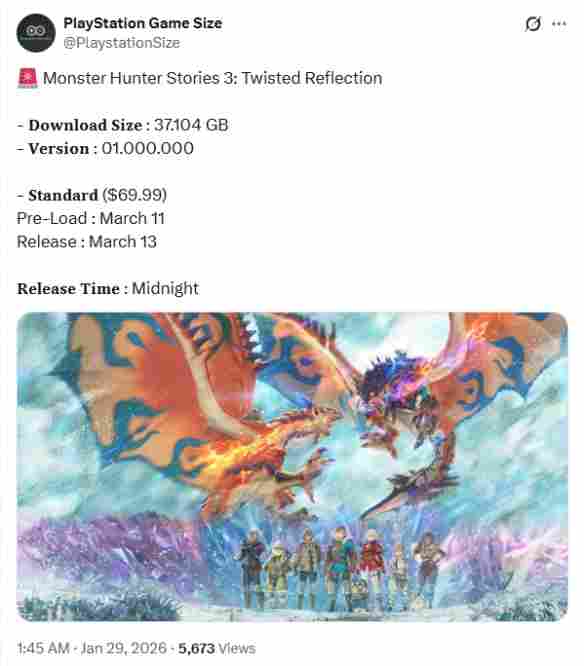 《怪物猎人物语3》PS5版容量大小曝光：约37GB！ - Tanyitan情报局