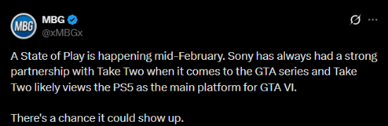知名游戏推主推测《GTA6》有望亮相2月举行的PS发布会(图2) 知名游戏推主推测《GTA6》有望亮相2月举行的PS发布会(图2)