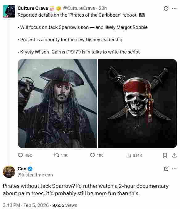粉丝痛批《加勒比海盗》重启传闻：没杰克船长就别拍(图2)