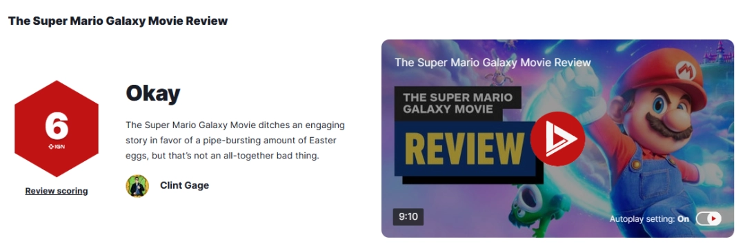 《超级马里奥银河大电影》IGN6分！彩蛋数量惊人(图2)